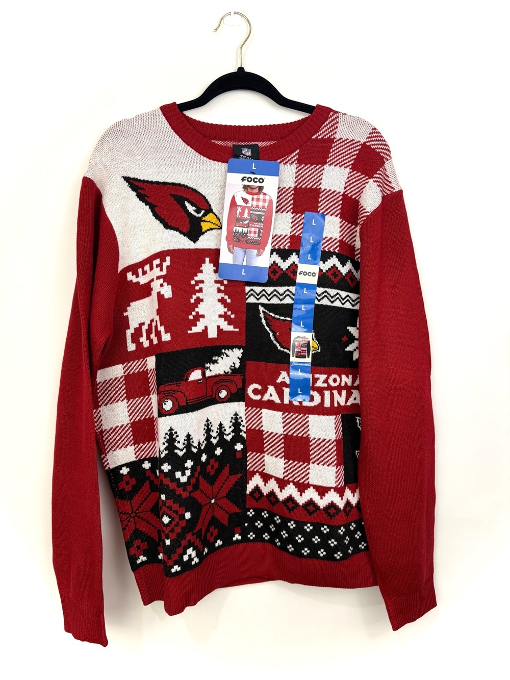 Arizona Cardinals Red Patchwork Crewneck Sweater - NFL Holiday Knit